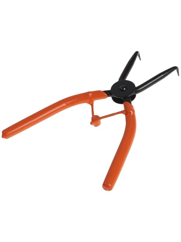 Съемник внутренних стопорных колец ТУНДРА, удлиненные изогнутые губки на сжим, 180 мм