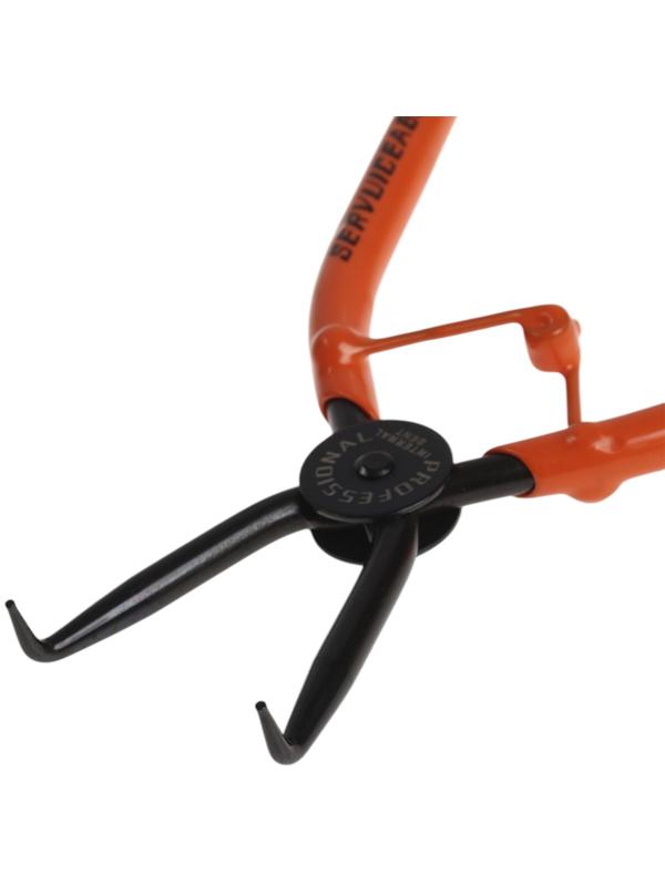 Съемник внутренних стопорных колец ТУНДРА, удлиненные изогнутые губки на сжим, 180 мм