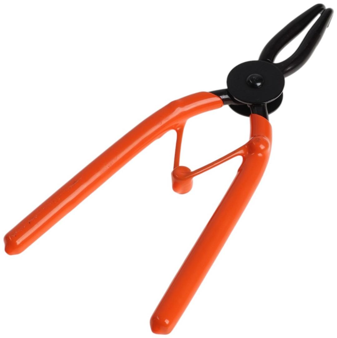 Съемник внешних стопорных колец ТУНДРА, удлиненные изогнутые губки на разжим, 180 мм