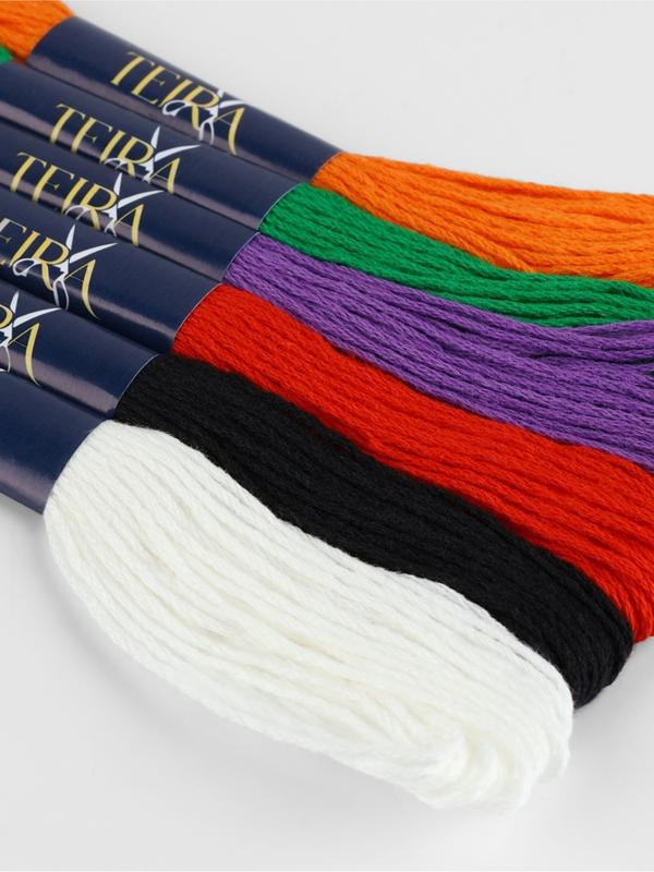 Нитки мулине, 8±1 м, набор 6 шт., хлопок, разноцветные