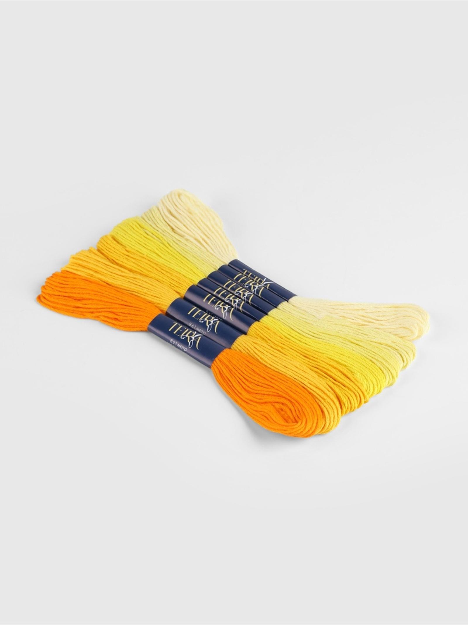 Нитки мулине, 8±1 м, набор 7 шт., хлопок, жёлтые