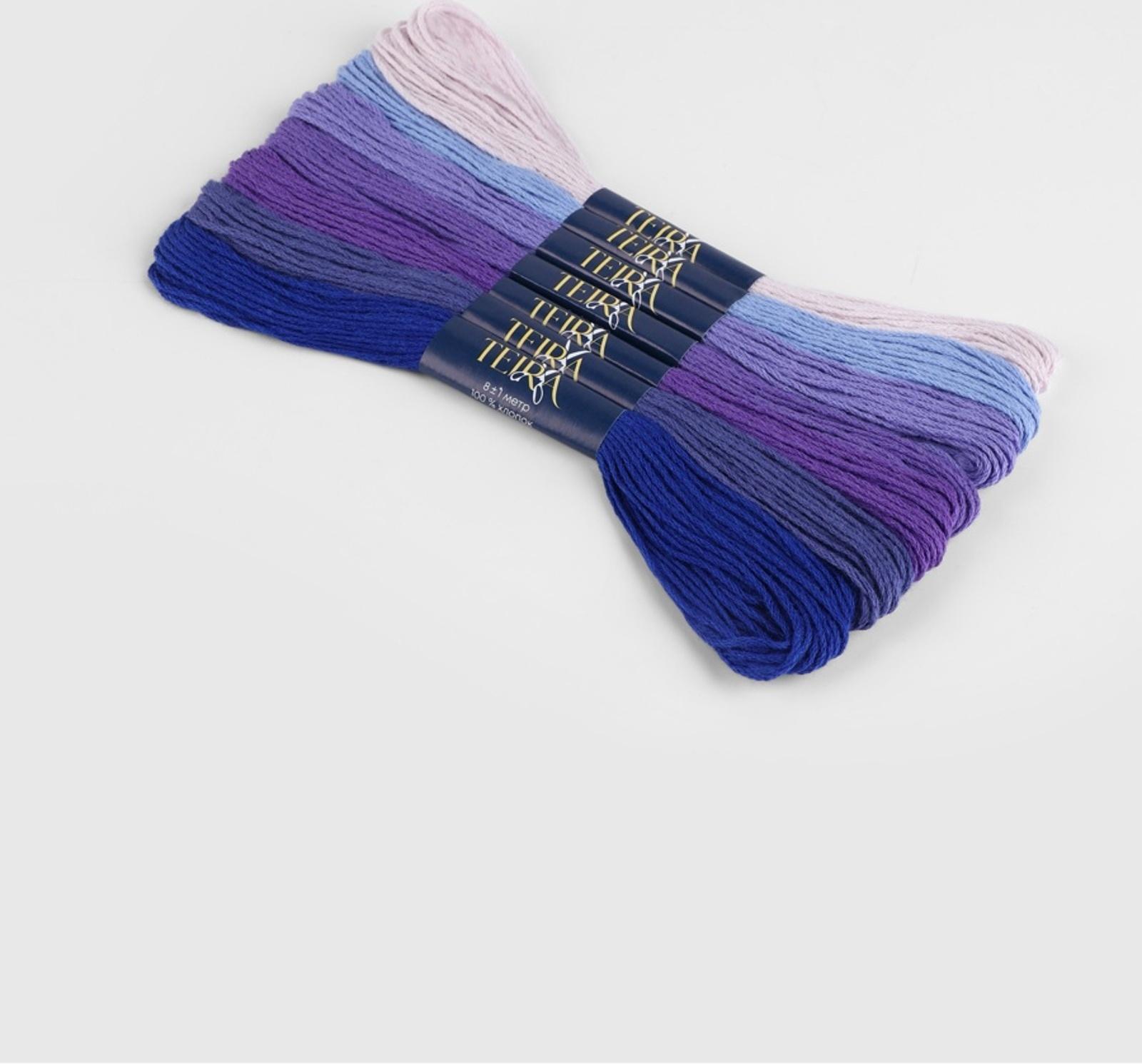 Нитки мулине, 8±1 м, набор 7 шт., хлопок, фиолетовые