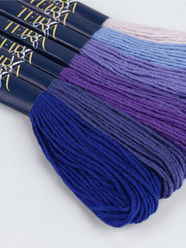 Нитки мулине, 8±1 м, набор 7 шт., хлопок, фиолетовые