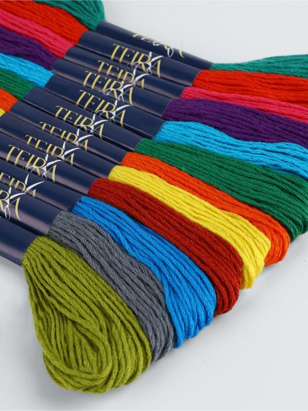 Нитки мулине, 8±1 м, набор 12 шт., хлопок, разноцветные