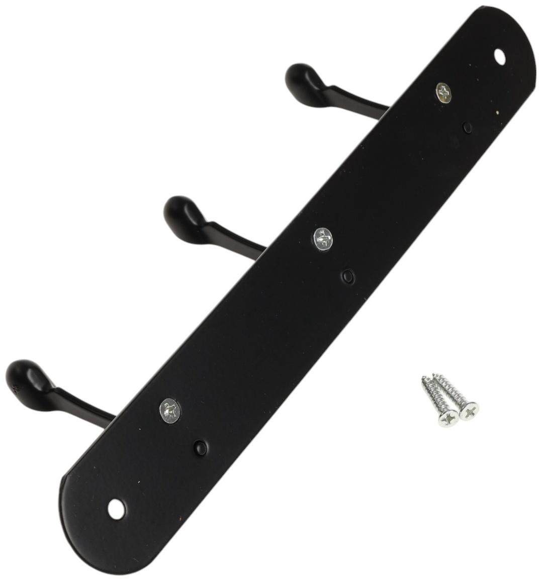 Вешалка ТУНДРА TVT001, металлическая, трёхрожковая, цвет черный