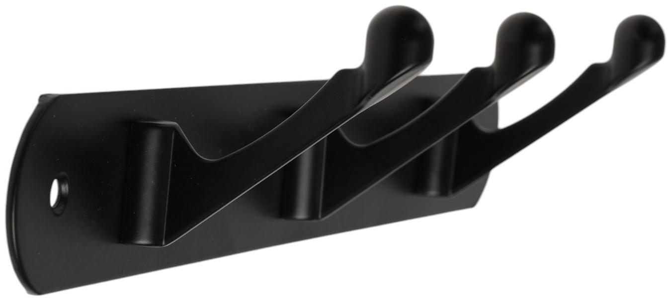 Вешалка ТУНДРА TVT001, металлическая, трёхрожковая, цвет черный