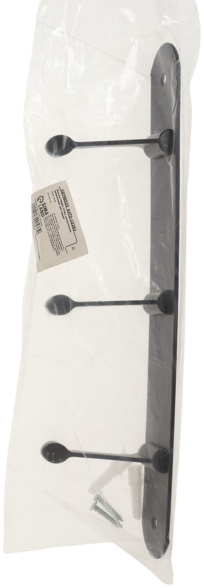 Вешалка ТУНДРА TVT001, металлическая, трёхрожковая, цвет черный