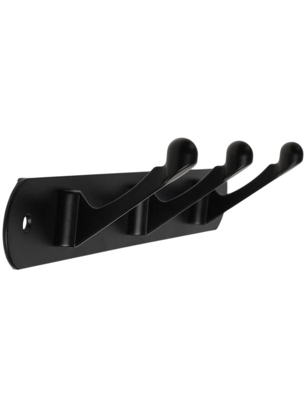 Вешалка ТУНДРА TVT001, металлическая, трёхрожковая, цвет черный