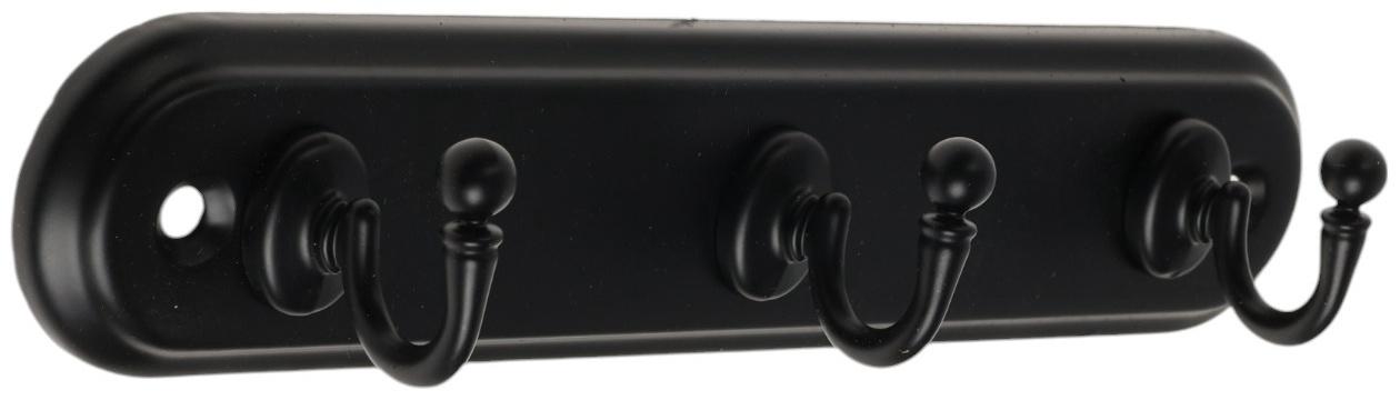 Вешалка ТУНДРА TVT002, металлическая, трёхрожковая, цвет черный