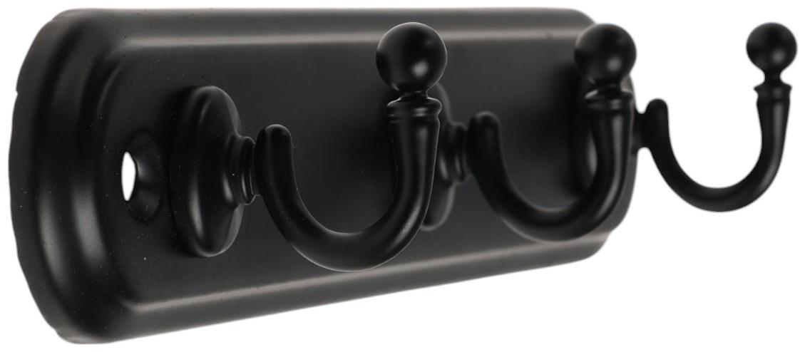 Вешалка ТУНДРА TVT002, металлическая, трёхрожковая, цвет черный