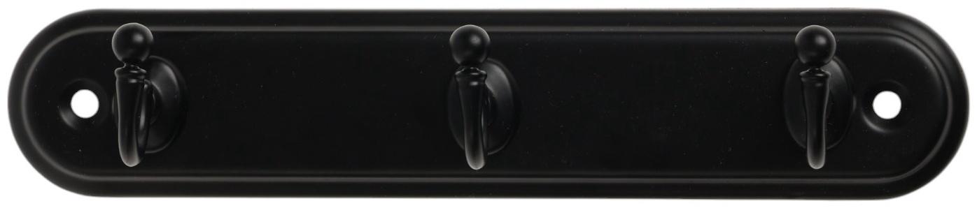 Вешалка ТУНДРА TVT002, металлическая, трёхрожковая, цвет черный