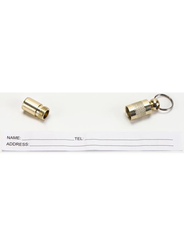 Адресник-капсула под записку, 0,9 х 2,75 см, золотой