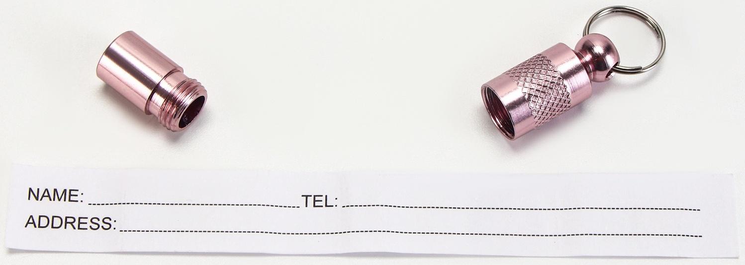 Адресник-капсула под записку, 0,9 х 2,75 см, розовый