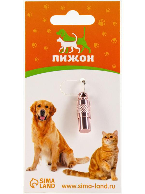 Адресник-капсула под записку, 0,9 х 2,75 см, розовый