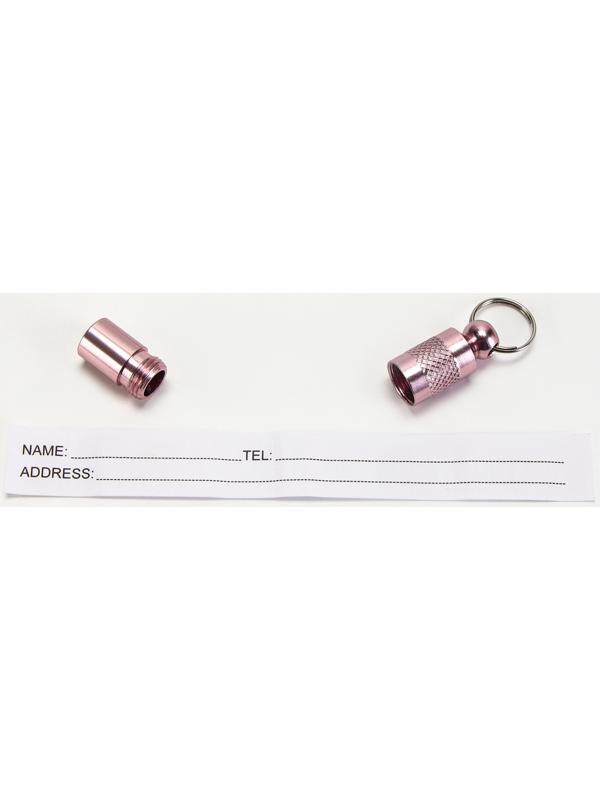 Адресник-капсула под записку, 0,9 х 2,75 см, розовый