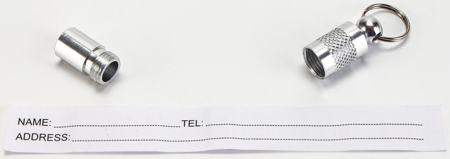 Адресник-капсула под записку, 0,9 х 2,75 см, фасовка 6 шт, микс