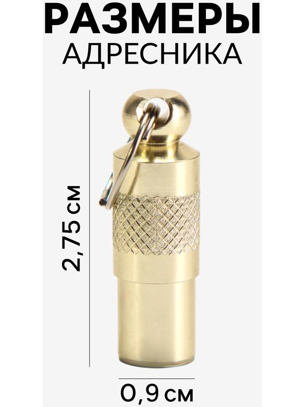 Адресник-капсула под записку, 0,9 х 2,75 см, фасовка 6 шт, микс