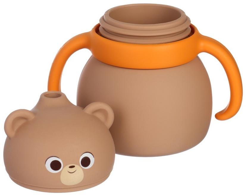 Поильник силиконовый с трубочкой, с ручками 6+ мес, 200мл, бежевый, Крошка Я