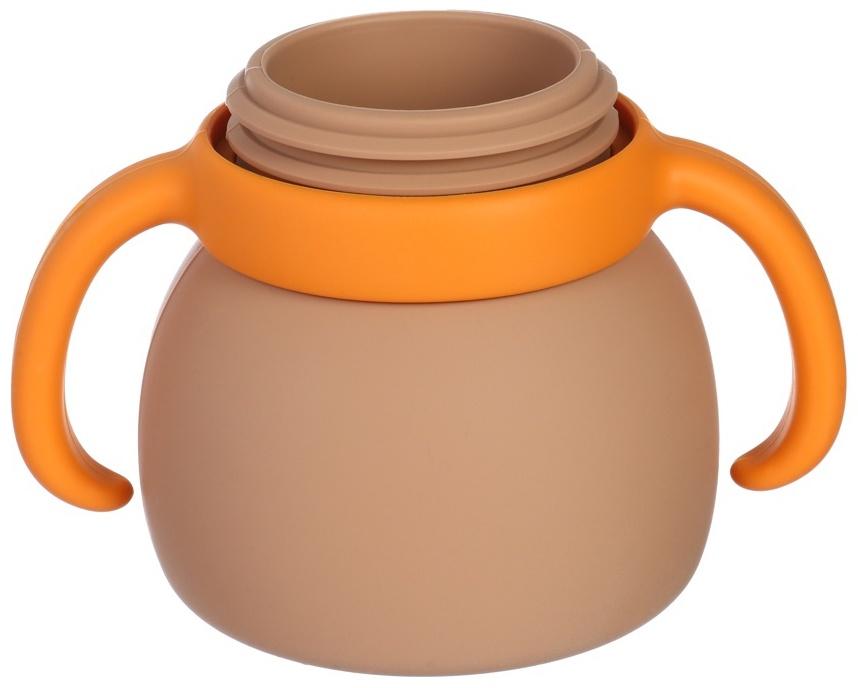 Поильник силиконовый с трубочкой, с ручками 6+ мес, 200мл, бежевый, Крошка Я