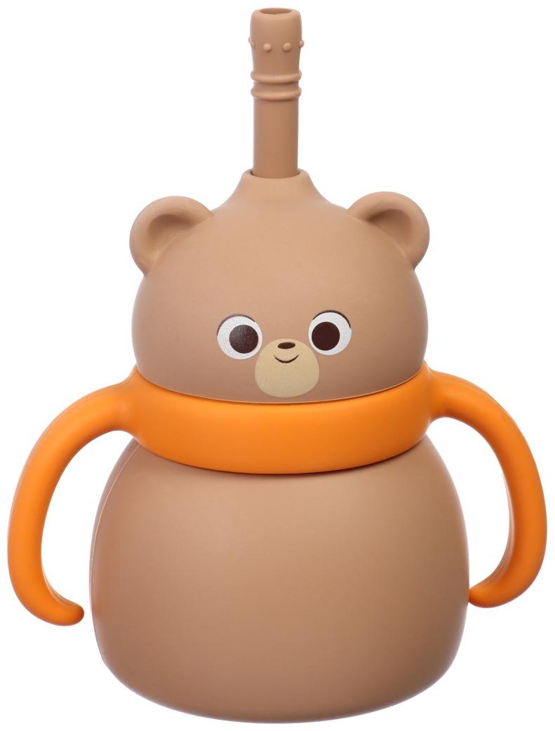 Поильник силиконовый с трубочкой, с ручками 6+ мес, 200мл, бежевый, Крошка Я
