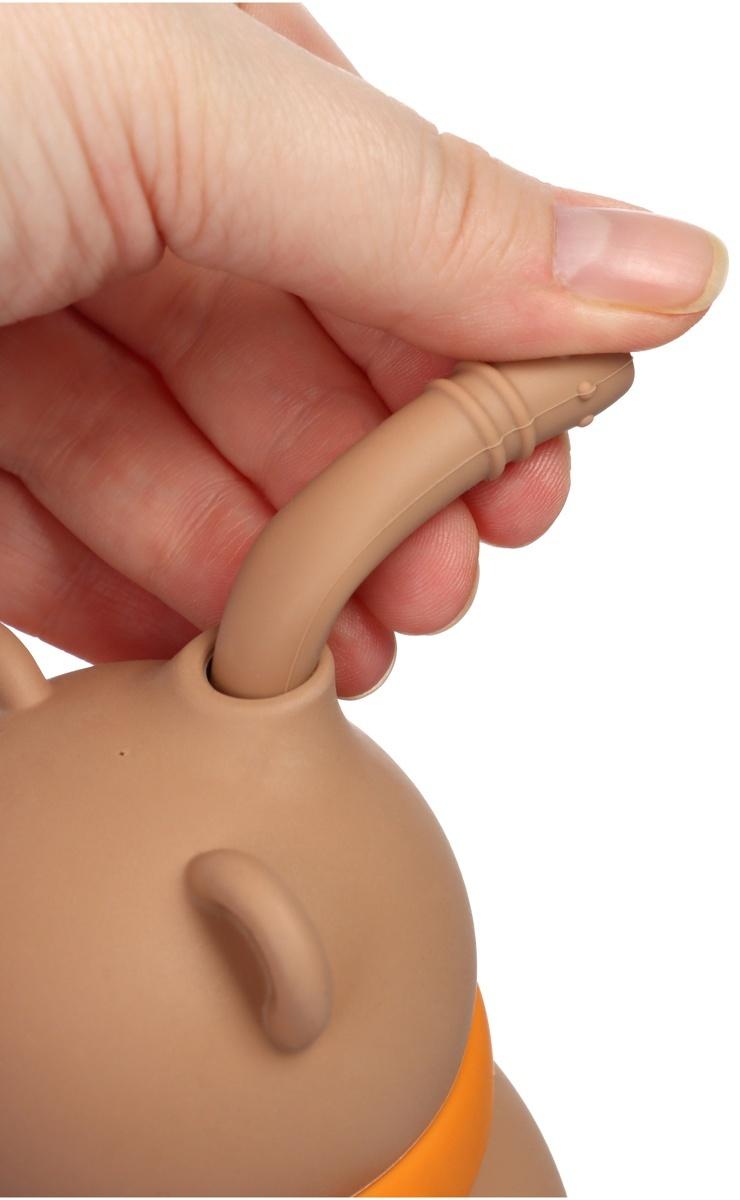 Поильник силиконовый с трубочкой, с ручками 6+ мес, 200мл, бежевый, Крошка Я