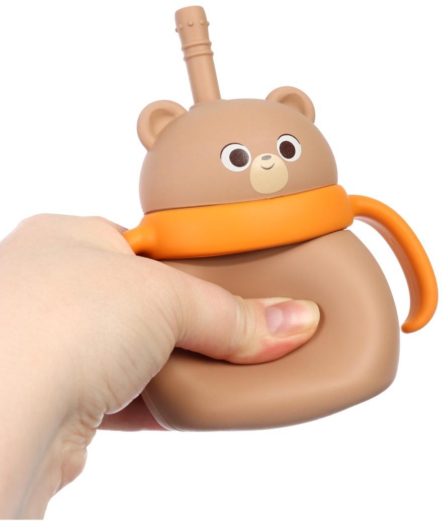 Поильник силиконовый с трубочкой, с ручками 6+ мес, 200мл, бежевый, Крошка Я