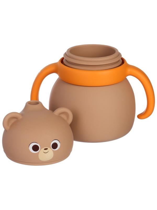 Поильник силиконовый с трубочкой, с ручками 6+ мес, 200мл, бежевый, Крошка Я