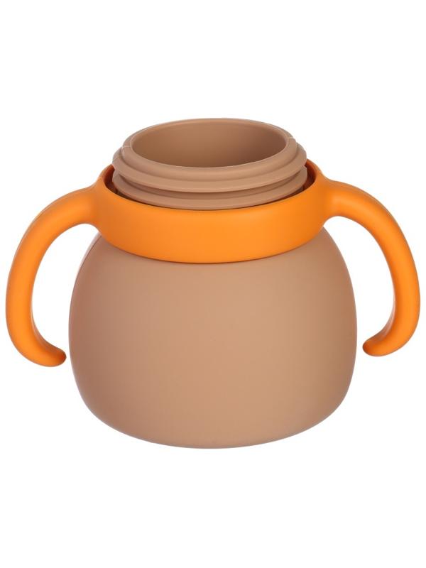 Поильник силиконовый с трубочкой, с ручками 6+ мес, 200мл, бежевый, Крошка Я