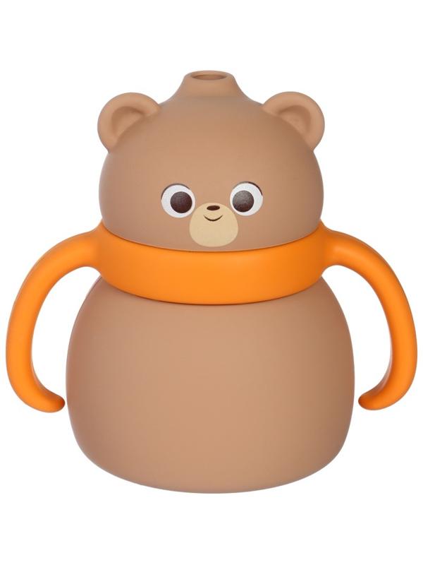Поильник силиконовый с трубочкой, с ручками 6+ мес, 200мл, бежевый, Крошка Я