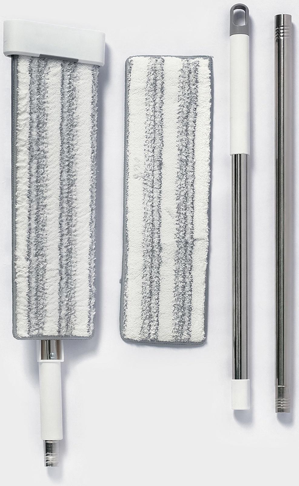 Швабра с отжимом, противоударная, со сгоном, стальная ручка, 2 профессиональные насадки, 36×11×130 см