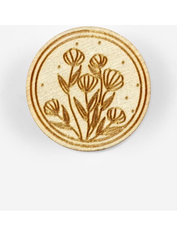 Игольница «Цветы», с магнитом, круглая, d=3 см, набор 2 шт., деревянная