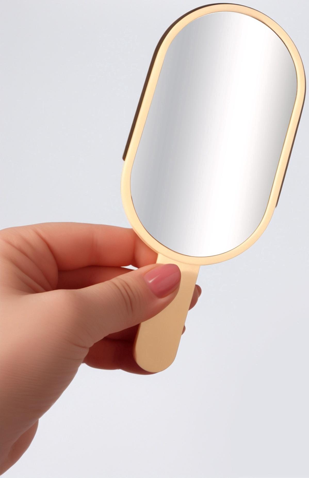 Зеркало с ручкой «Мороженое», зеркальная поверхность 6.7×12 см, бежевое