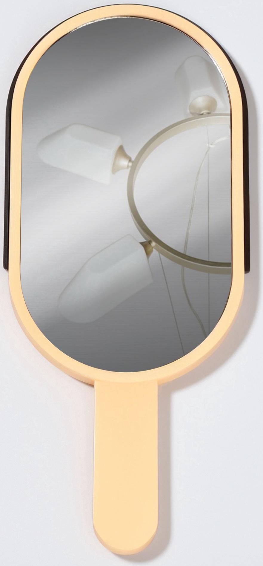 Зеркало с ручкой «Мороженое», зеркальная поверхность 6.7×12 см, бежевое