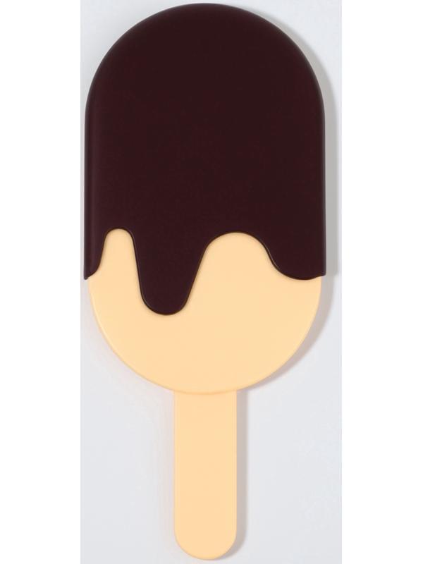 Зеркало с ручкой «Мороженое», зеркальная поверхность 6.7×12 см, бежевое