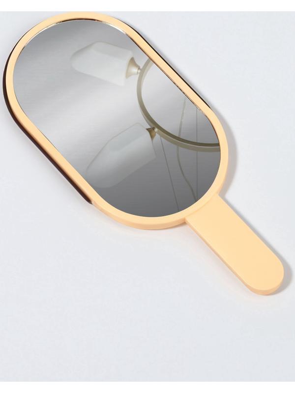 Зеркало с ручкой «Мороженое», зеркальная поверхность 6.7×12 см, бежевое