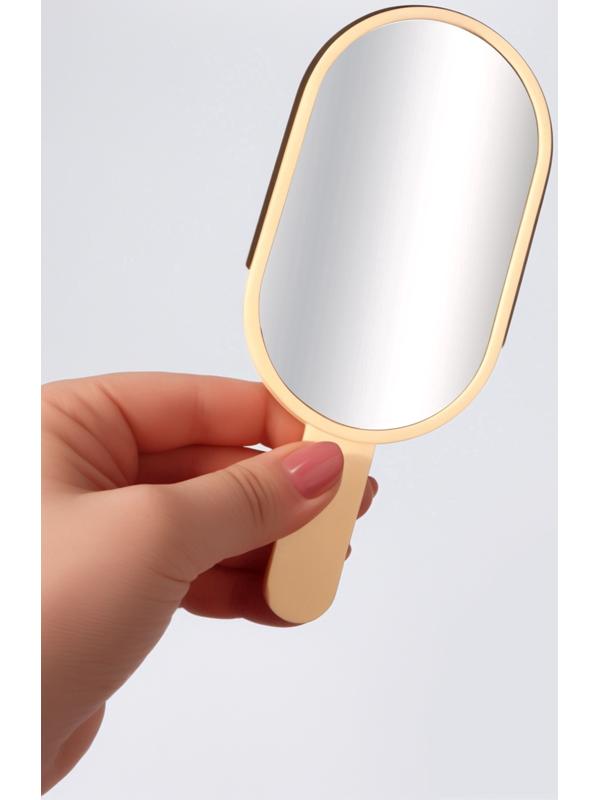 Зеркало с ручкой «Мороженое», зеркальная поверхность 6.7×12 см, бежевое