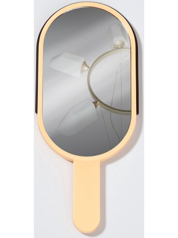 Зеркало с ручкой «Мороженое», зеркальная поверхность 6.7×12 см, бежевое