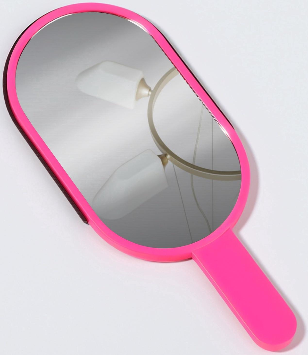 Зеркало с ручкой «Мороженое», зеркальная поверхность 6.7×12 см, розовое