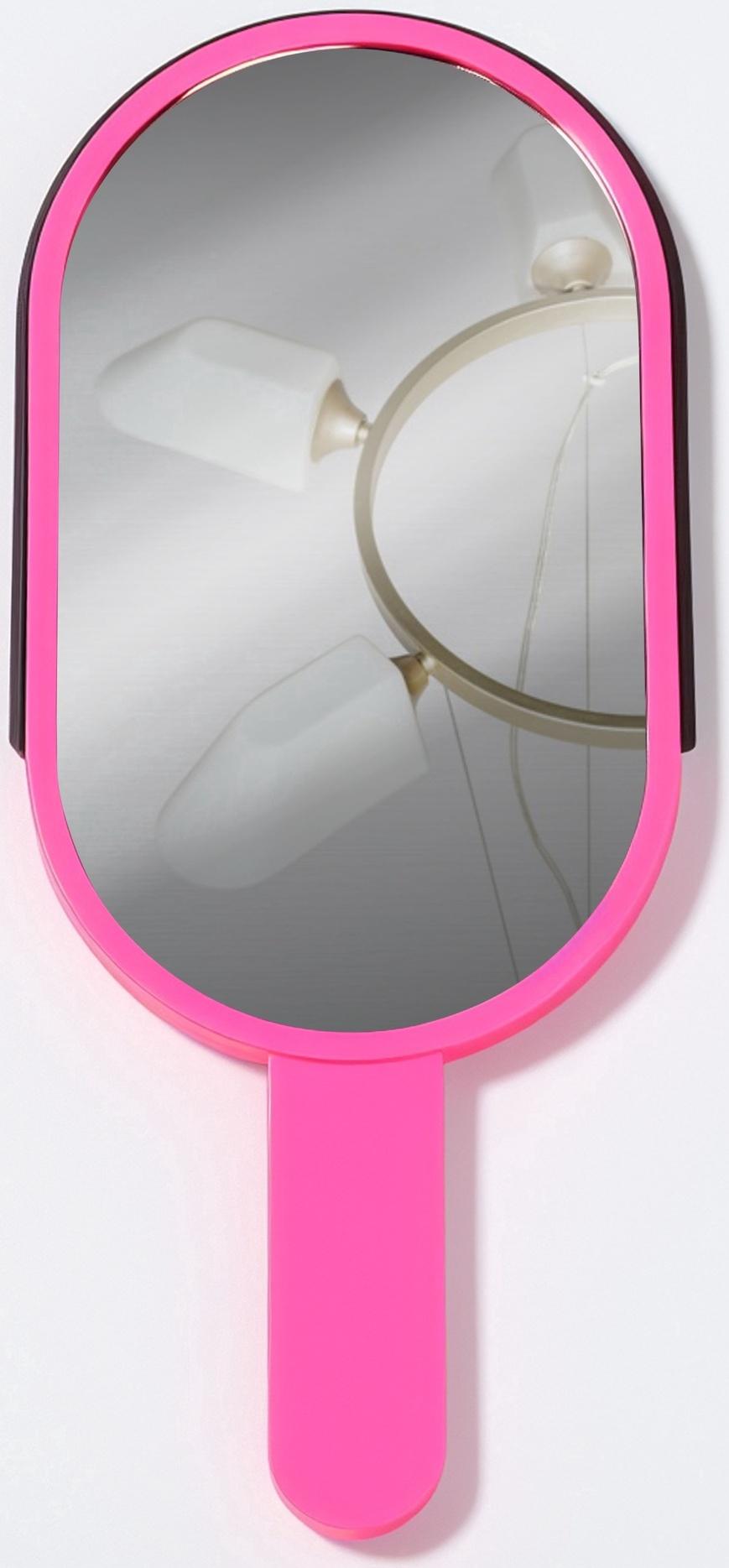 Зеркало с ручкой «Мороженое», зеркальная поверхность 6.7×12 см, розовое