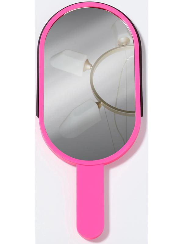 Зеркало с ручкой «Мороженое», зеркальная поверхность 6.7×12 см, розовое