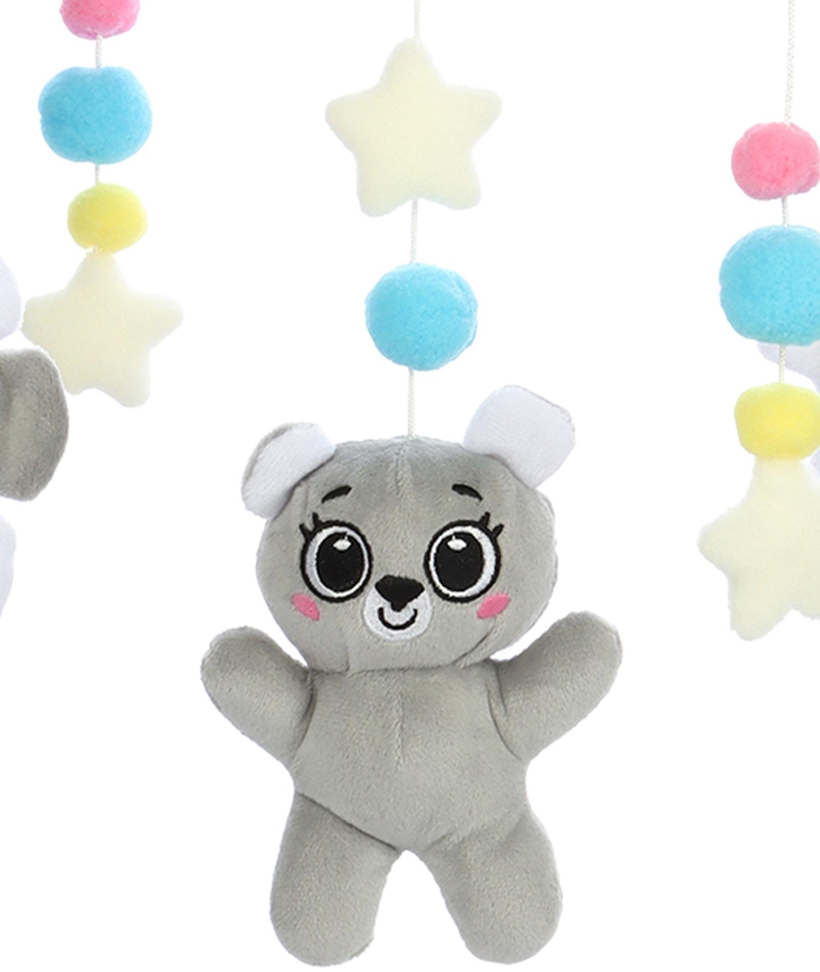 Мобиль музыкальный на кроватку «Забавный мишка», звук, серый