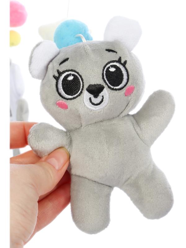 Мобиль музыкальный на кроватку «Забавный мишка», звук, серый