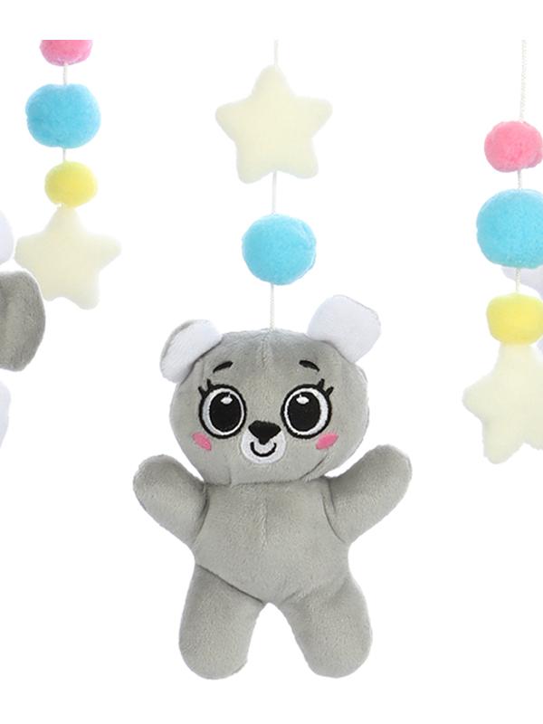 Мобиль музыкальный на кроватку «Забавный мишка», звук, серый