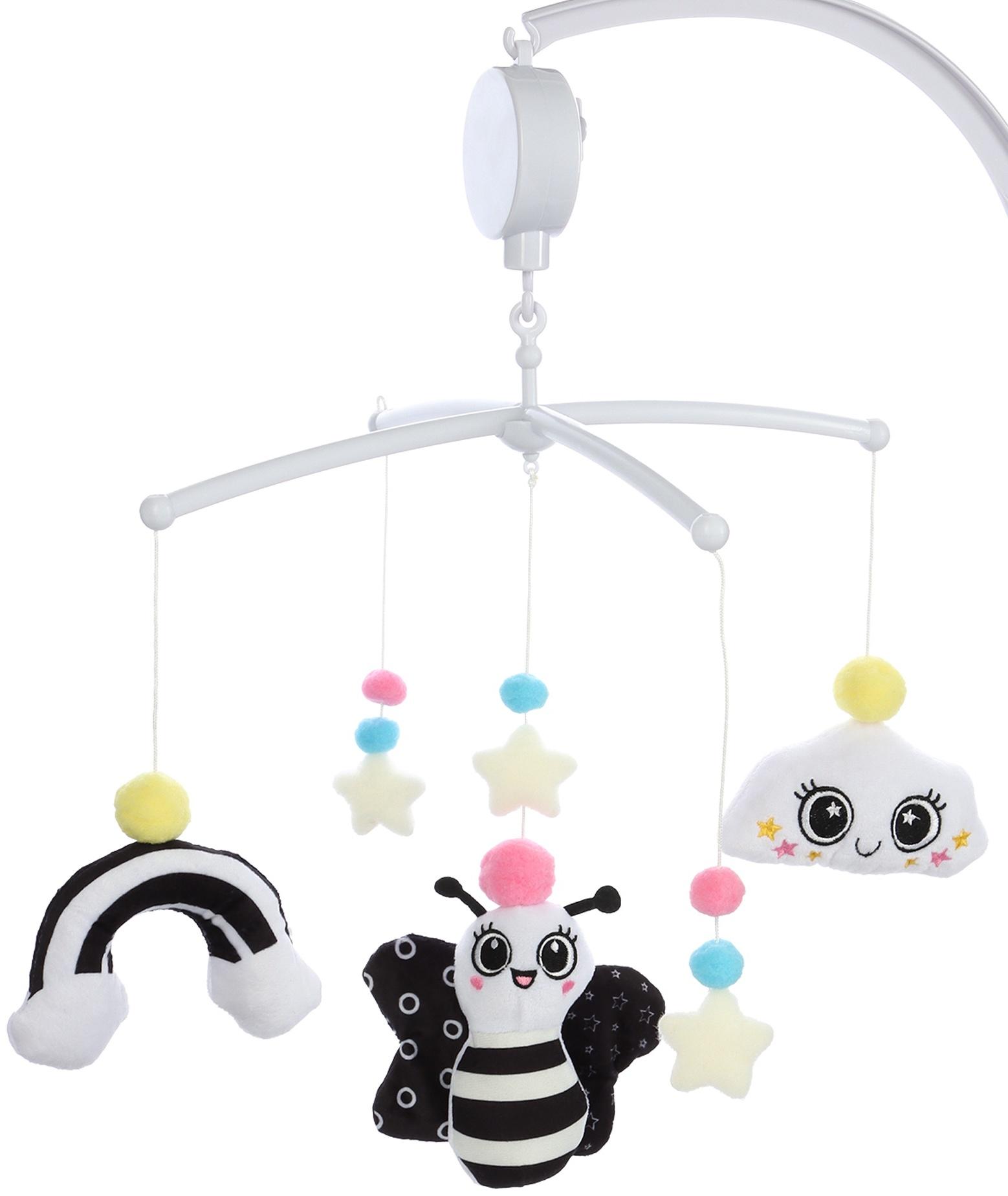 Мобиль музыкальный на кроватку «Весёлая пчёлка», звук, чёрный