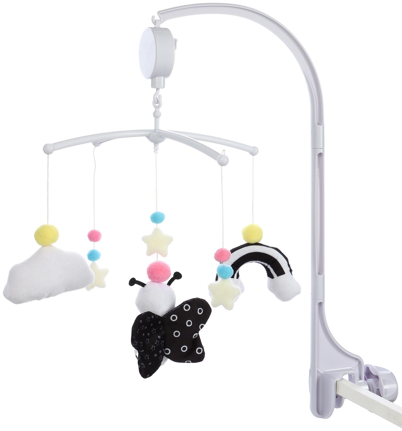 Мобиль музыкальный на кроватку «Весёлая пчёлка», звук, чёрный