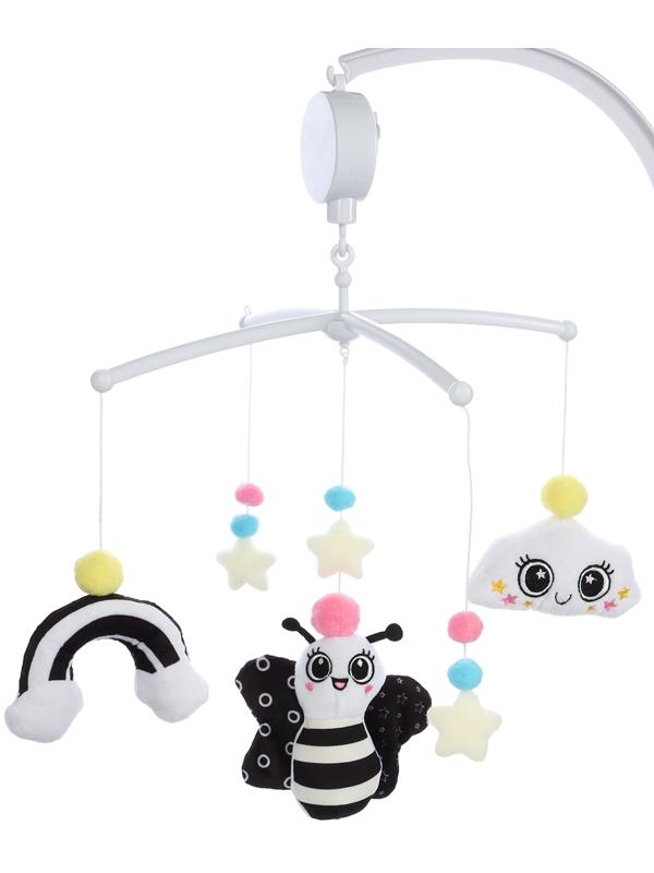 Мобиль музыкальный на кроватку «Весёлая пчёлка», звук, чёрный