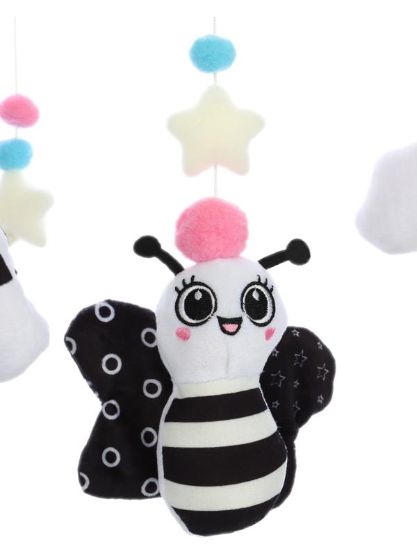 Мобиль музыкальный на кроватку «Весёлая пчёлка», звук, чёрный