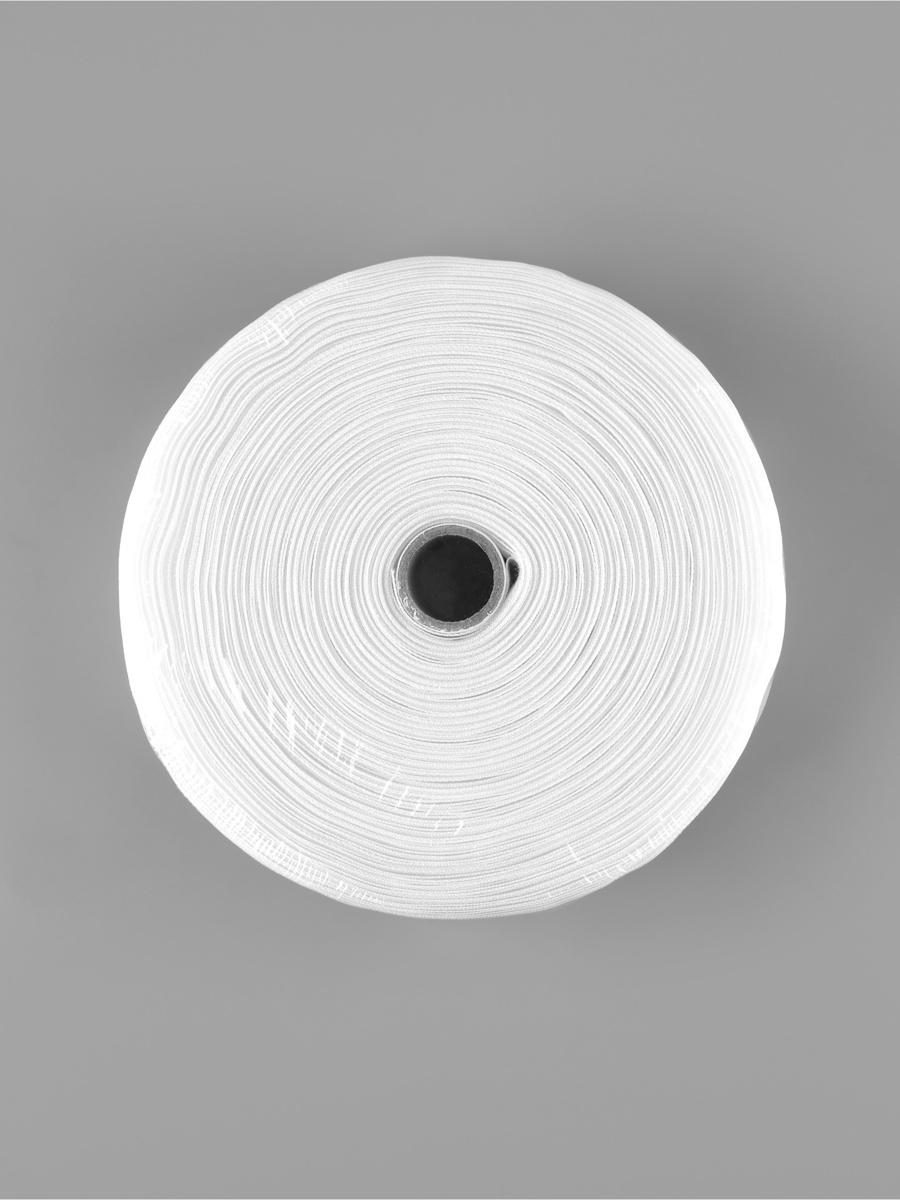 Шторная лента, фиксированная сборка, органза, 60 мм, 50±1 м, 2 шнура, белая