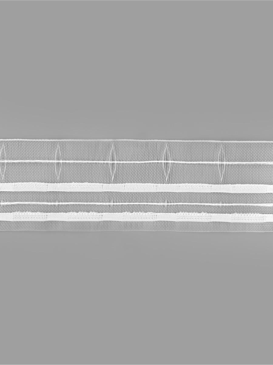 Шторная лента, фиксированная сборка, органза, 60 мм, 50±1 м, 2 шнура, белая