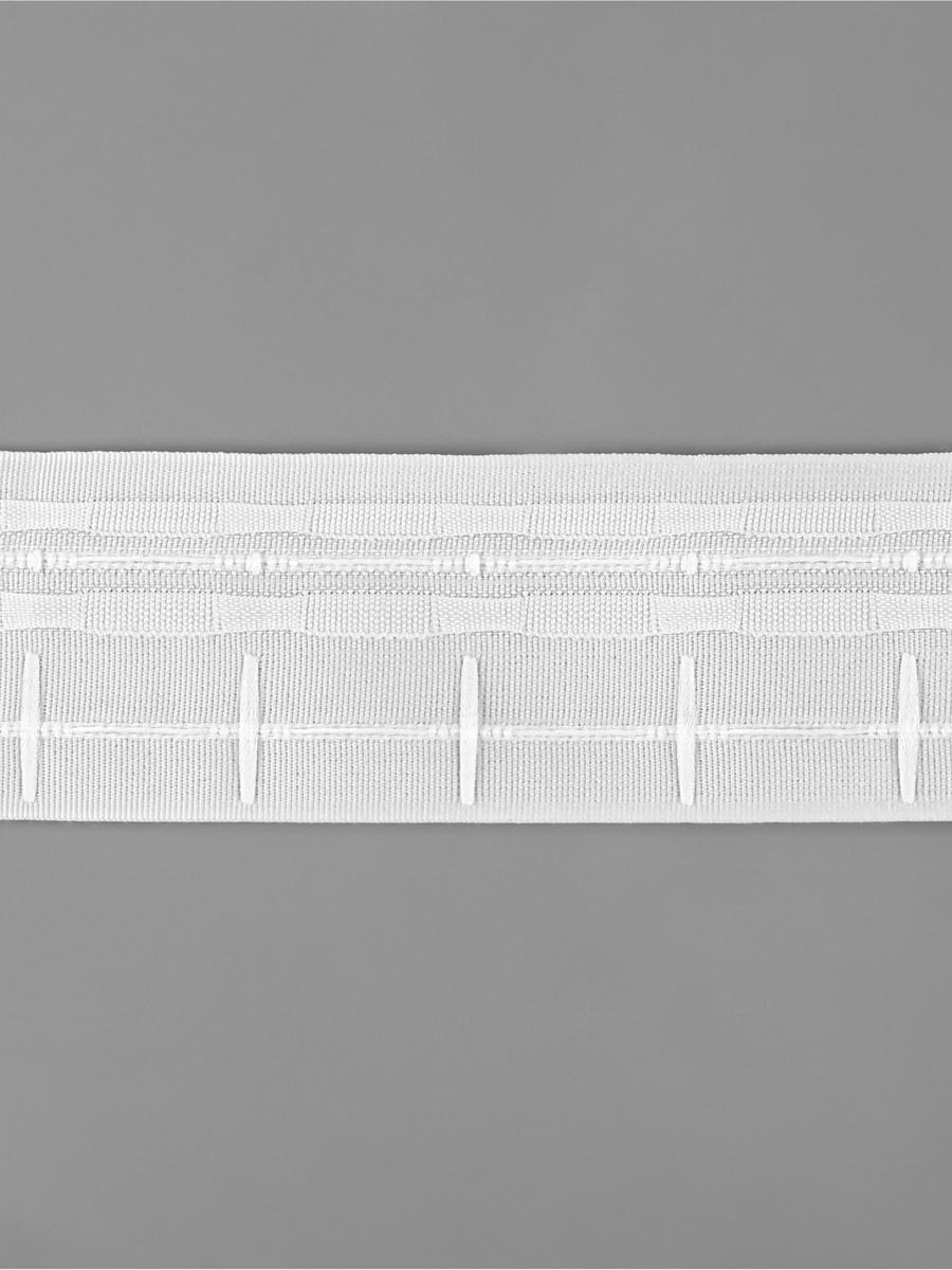 Шторная лента, фиксированная сборка, матовая, 60 мм, 50±1 м, 2 шнура, белая